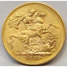 AUSTRALIA 1879 . ONE 1 SOVEREIGN . SYDNEY . GOLD . DIE CRACKS